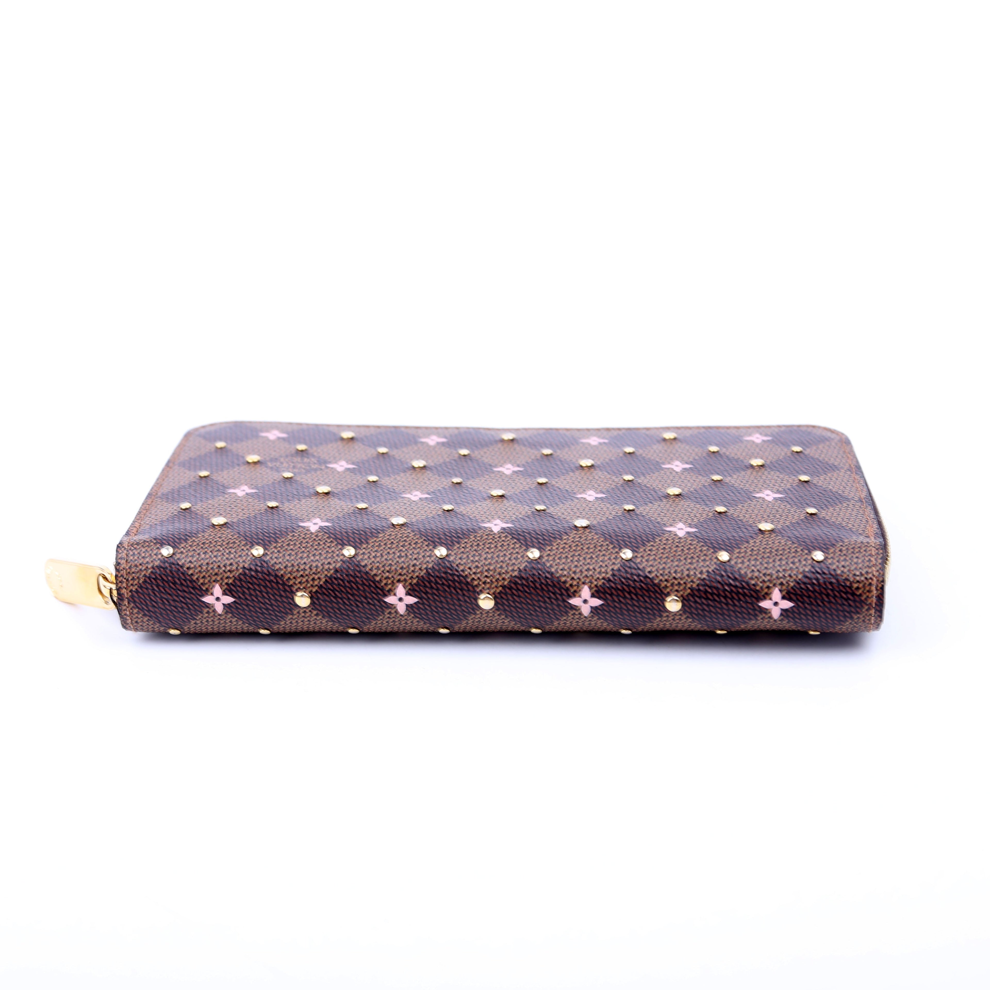 Zippy Wallet Studded Flowers Damier Ebene Pink