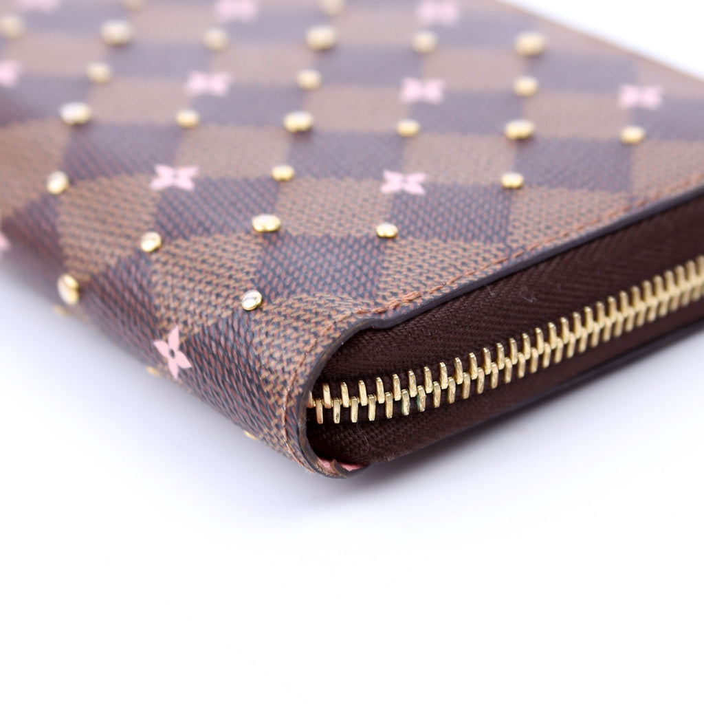 Zippy Wallet Studded Flowers Damier Ebene Pink