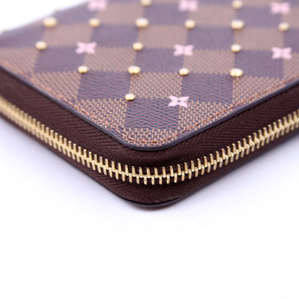 Zippy Wallet Studded Flowers Damier Ebene Pink