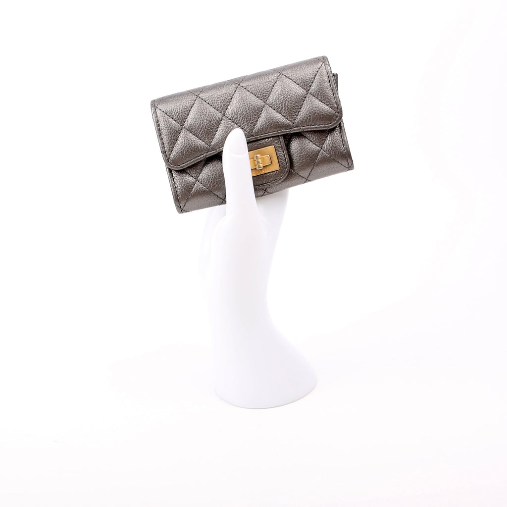 Reissue Flap Card Holder Caviar 24M Silver