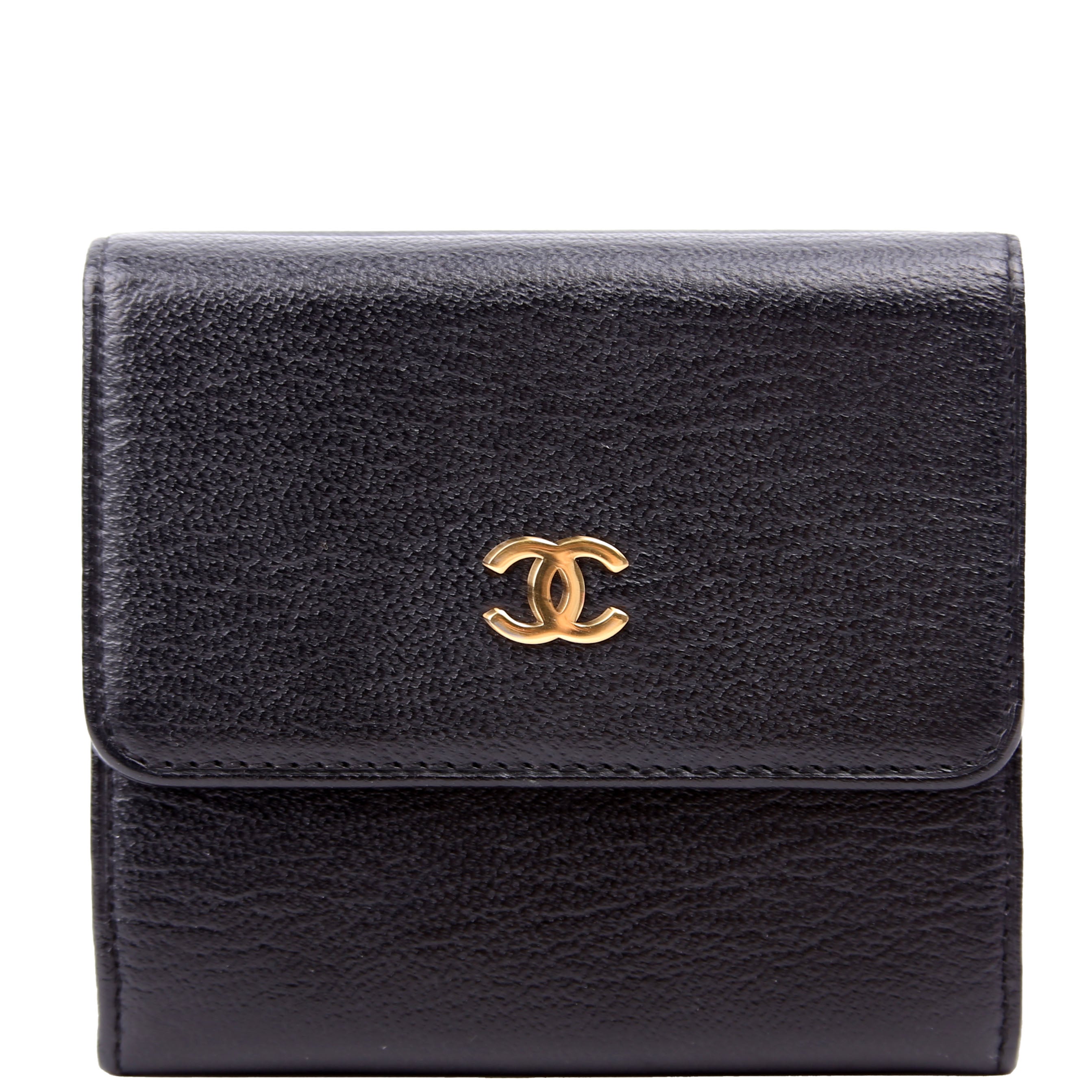 CC Double Sided Compact Wallet Goatskin Black