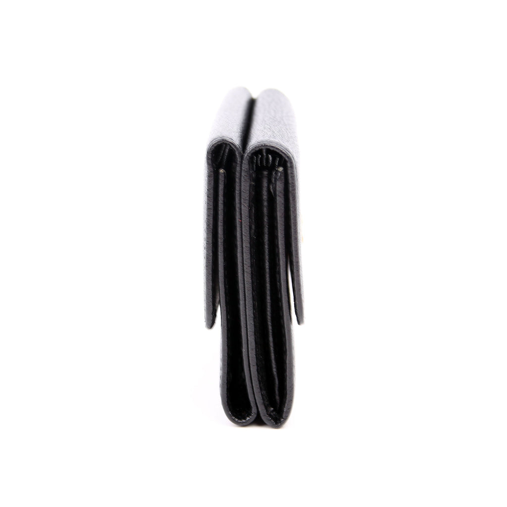 CC Double Sided Compact Wallet Goatskin Black