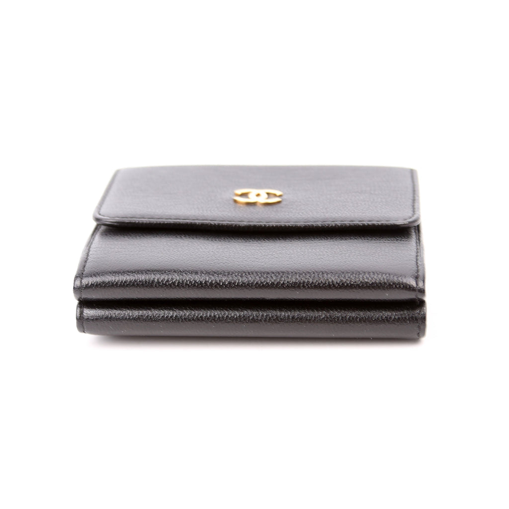 CC Double Sided Compact Wallet Goatskin Black