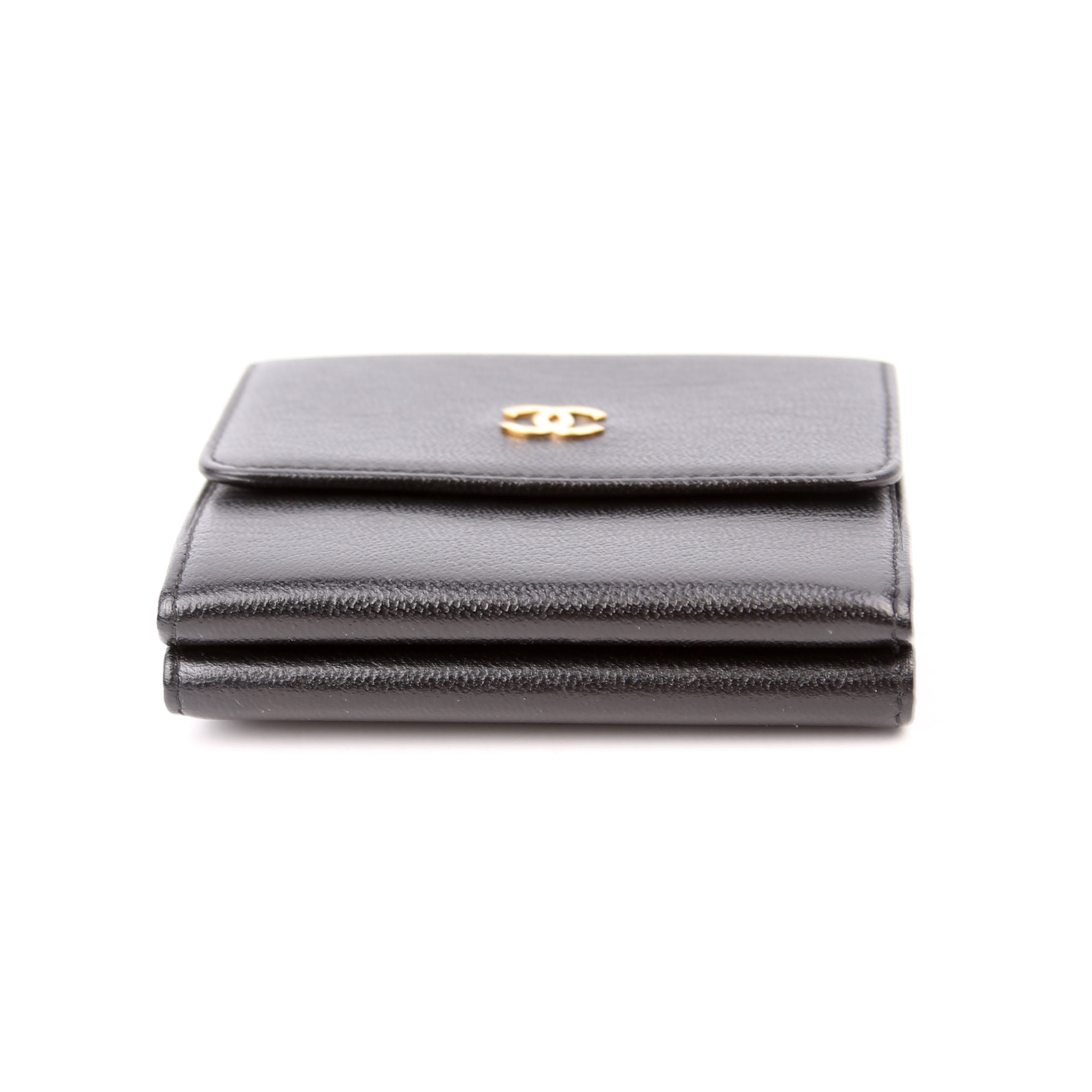 CC Double Sided Compact Wallet Goatskin Black