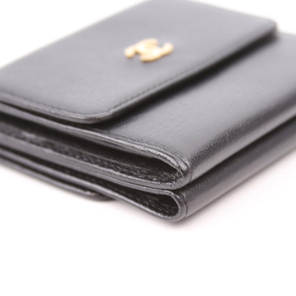 CC Double Sided Compact Wallet Goatskin Black