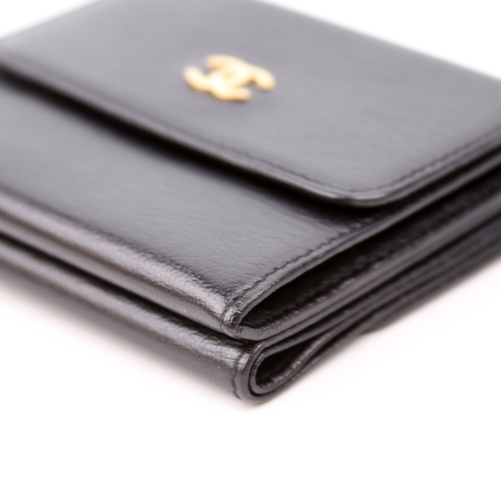 CC Double Sided Compact Wallet Goatskin Black