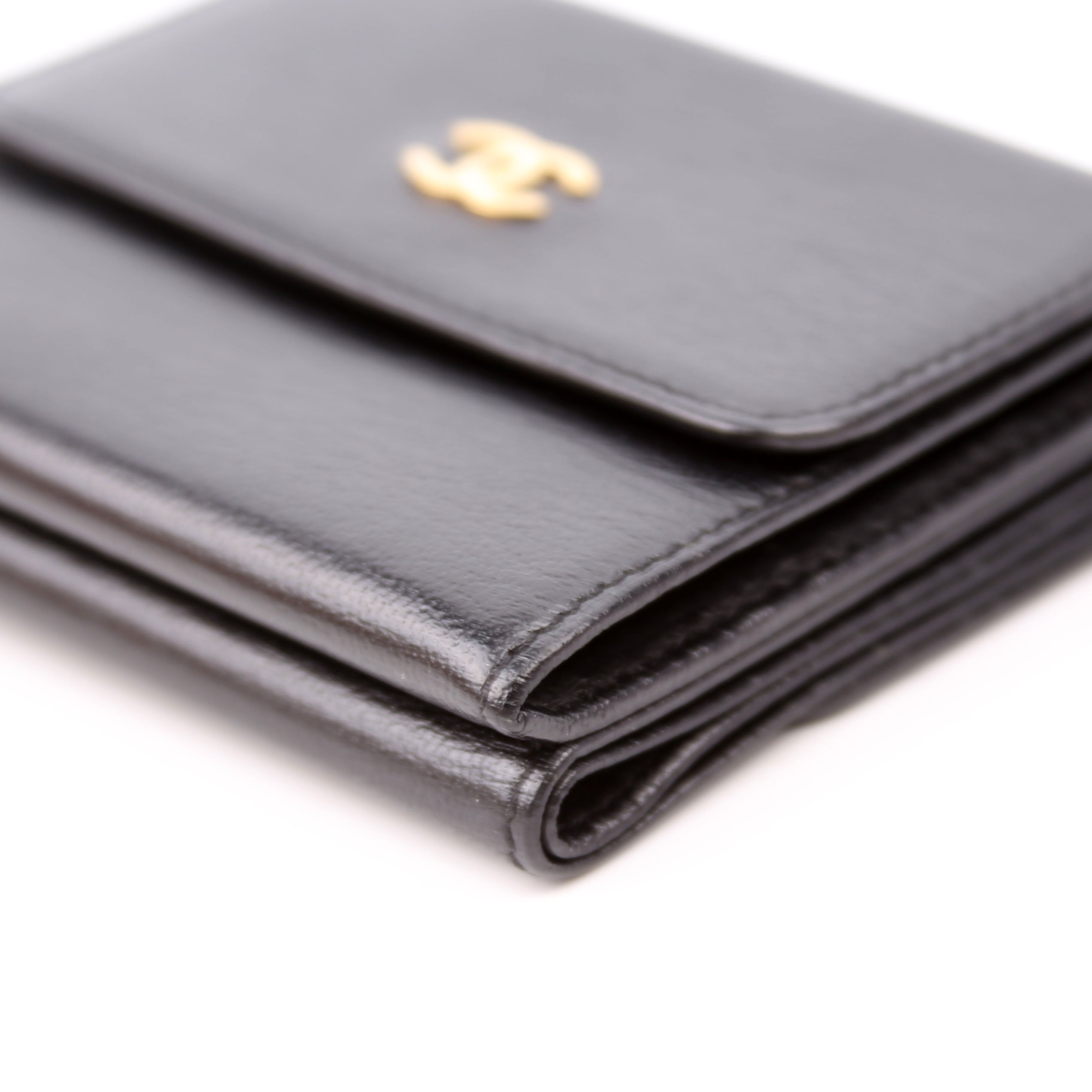 CC Double Sided Compact Wallet Goatskin Black