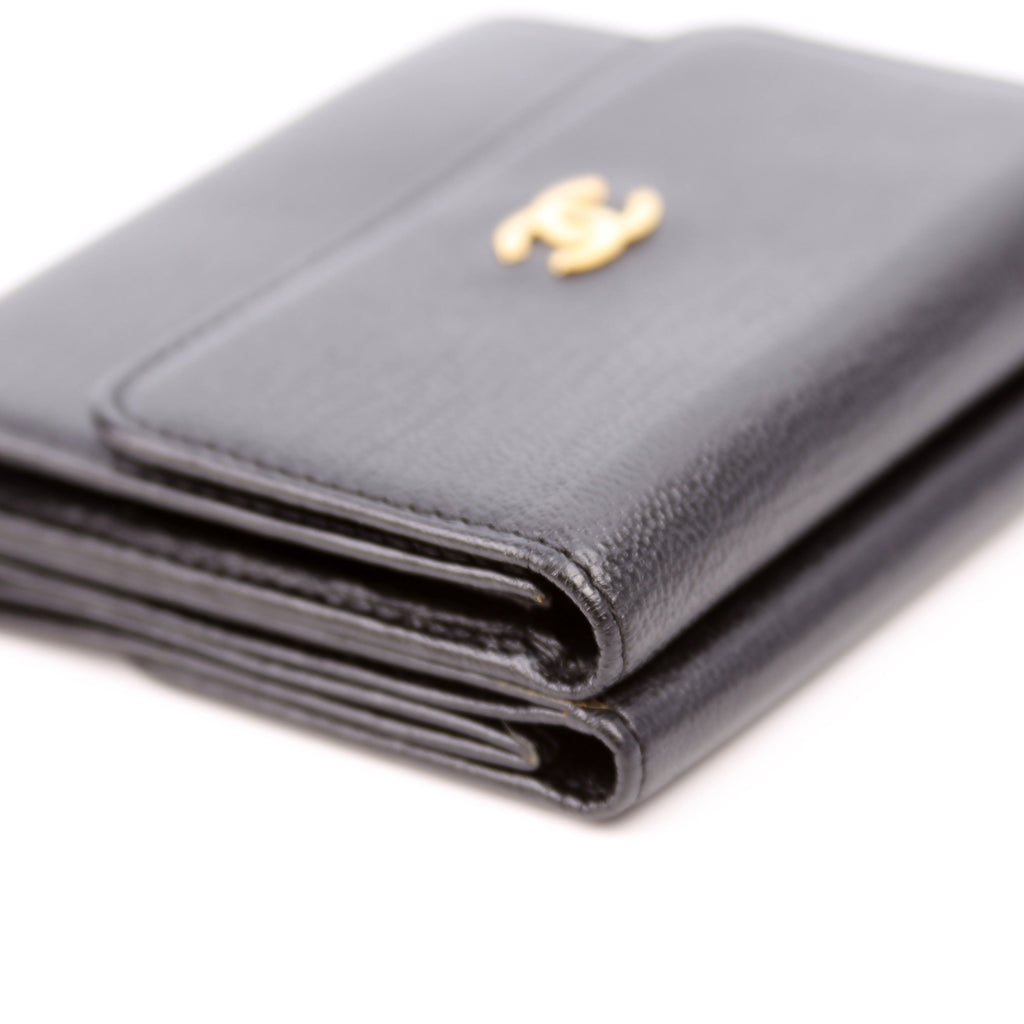 CC Double Sided Compact Wallet Goatskin Black