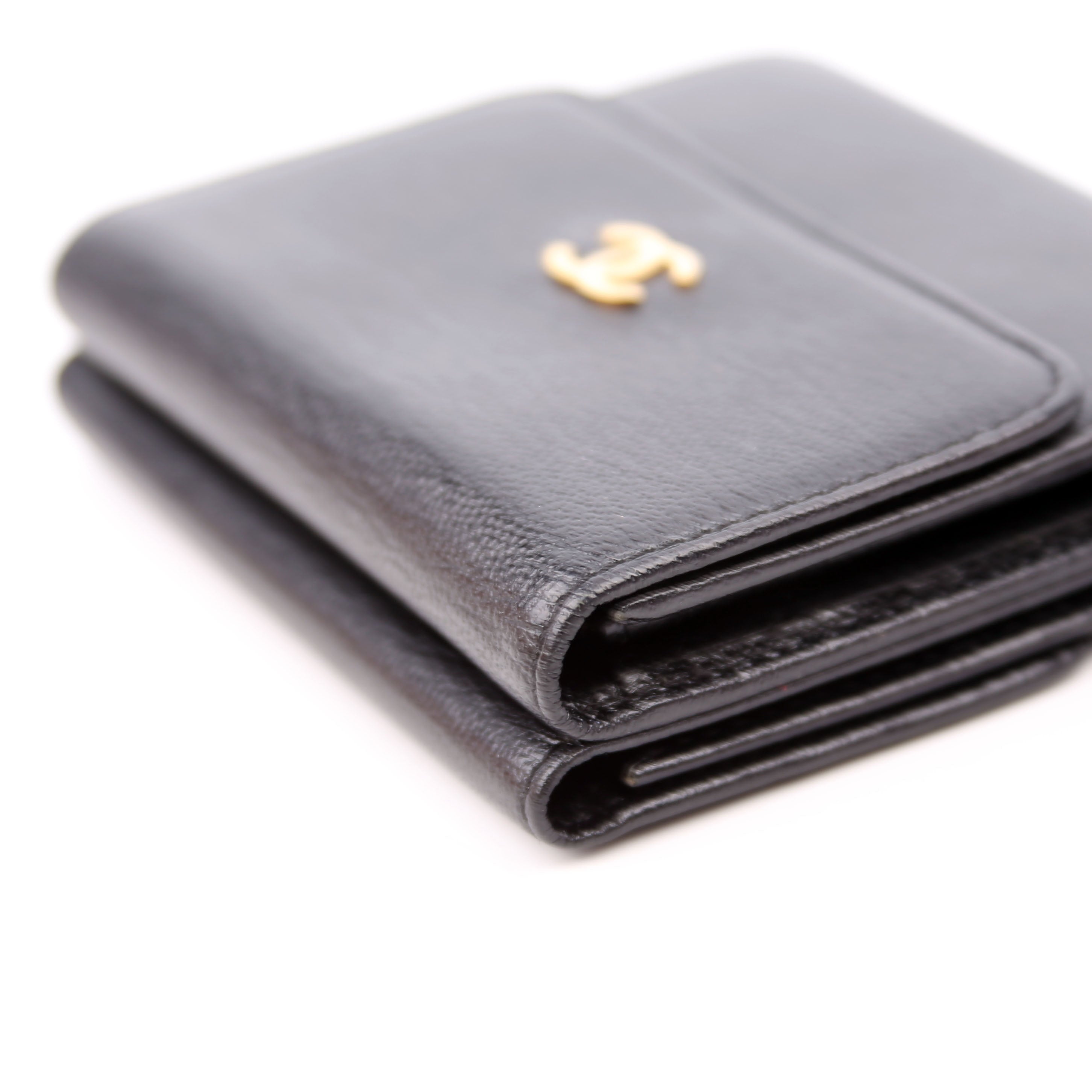 CC Double Sided Compact Wallet Goatskin Black
