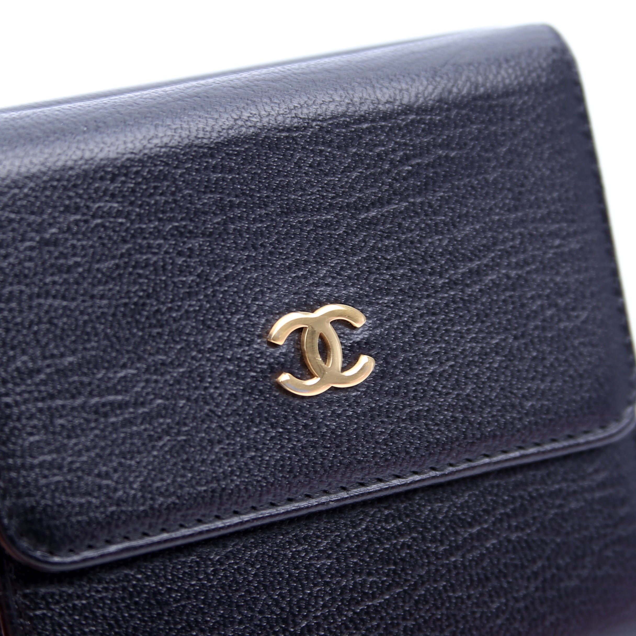CC Double Sided Compact Wallet Goatskin Black