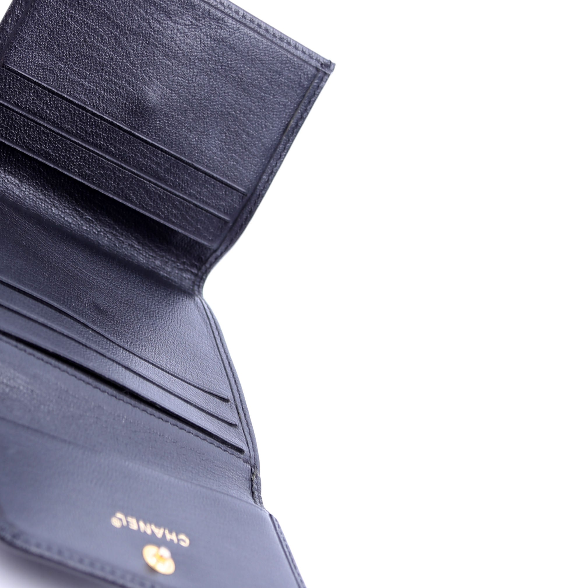 CC Double Sided Compact Wallet Goatskin Black