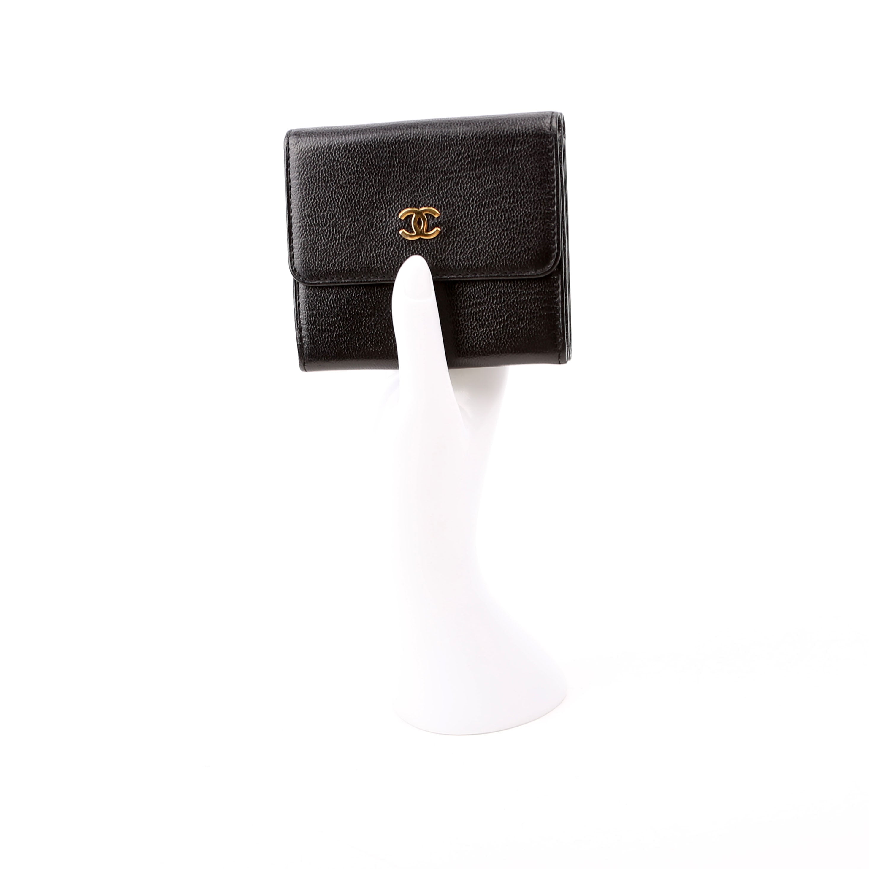 CC Double Sided Compact Wallet Goatskin Black