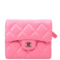 Classic Compact Flap Wallet Lambskin Pink