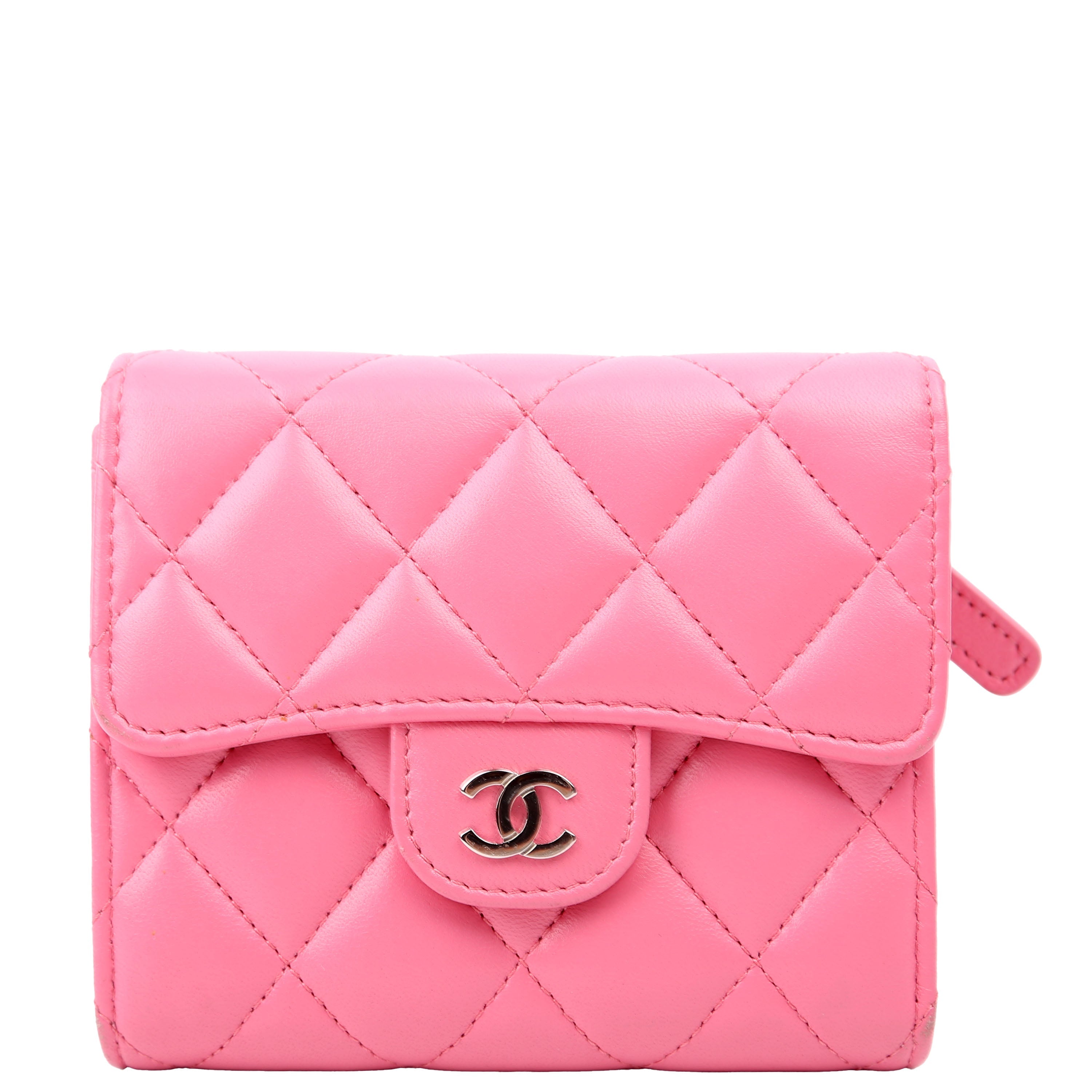 Classic Compact Flap Wallet Lambskin Pink