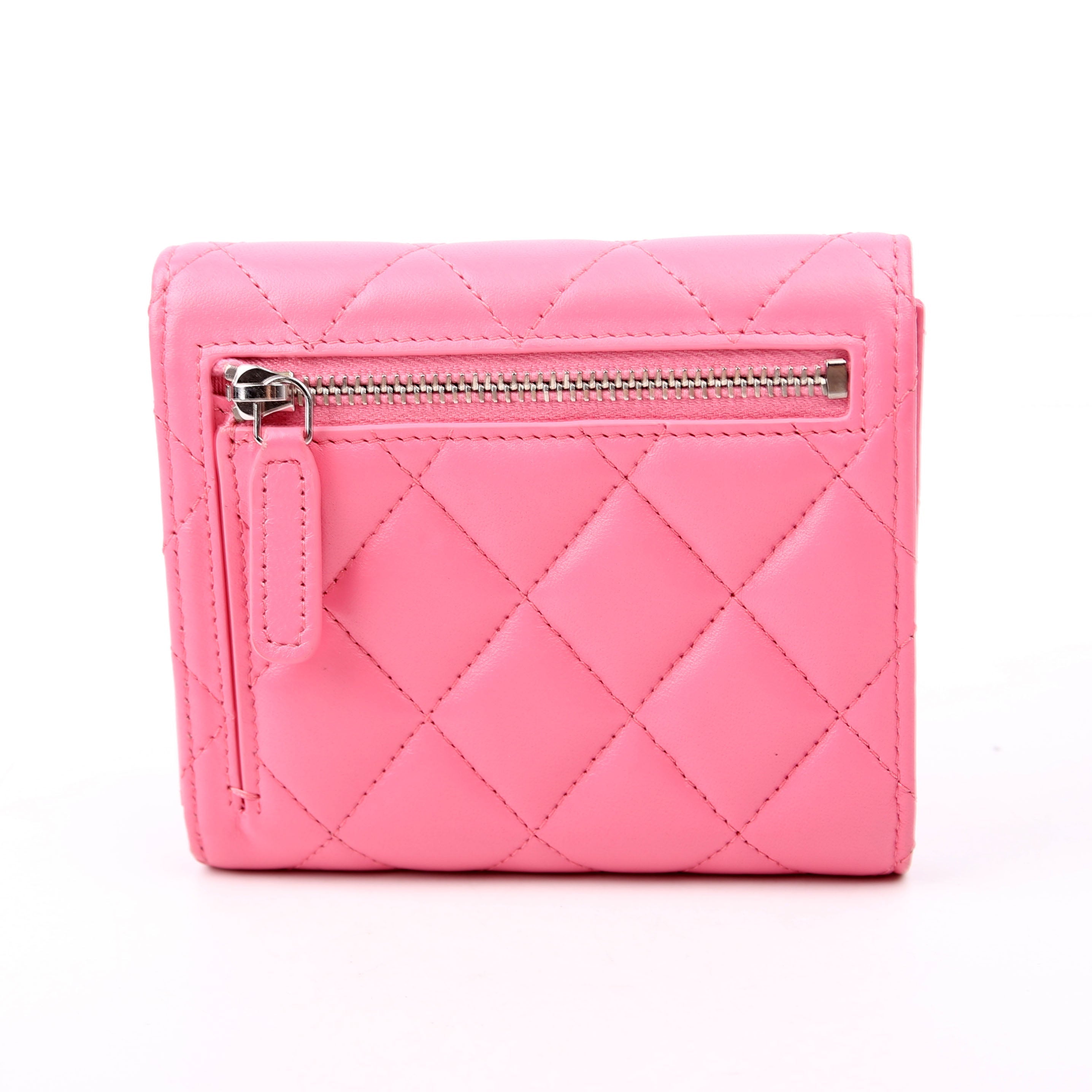 Classic Compact Flap Wallet Lambskin Pink