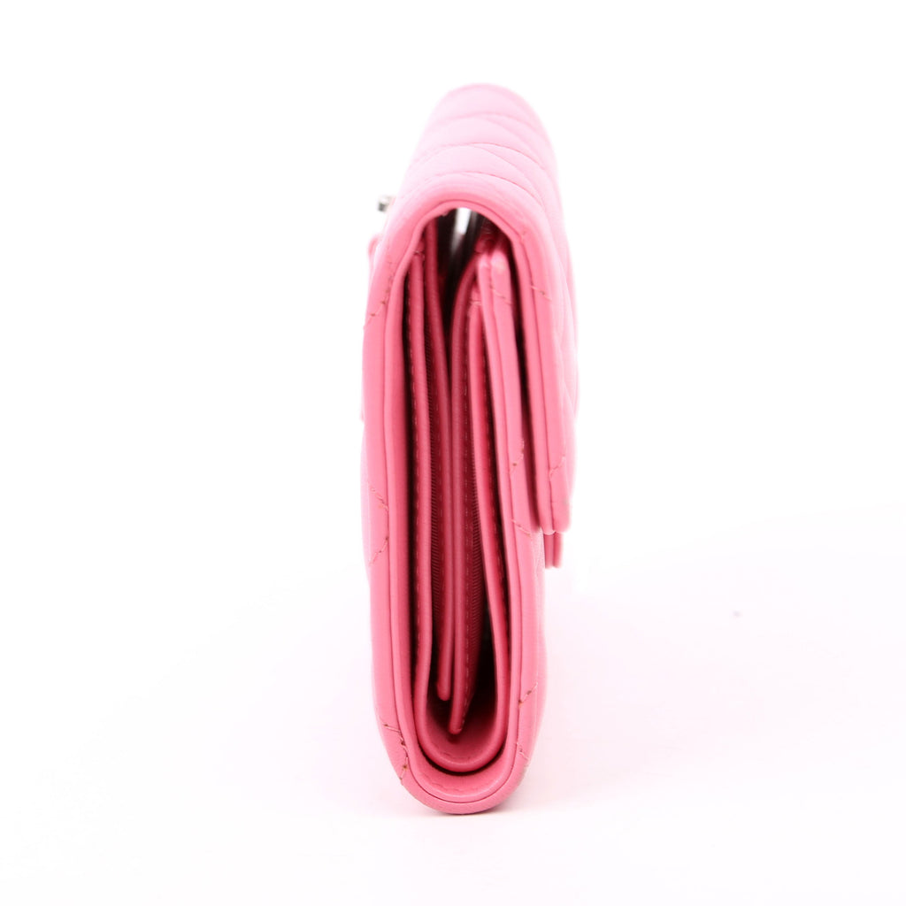 Classic Compact Flap Wallet Lambskin Pink