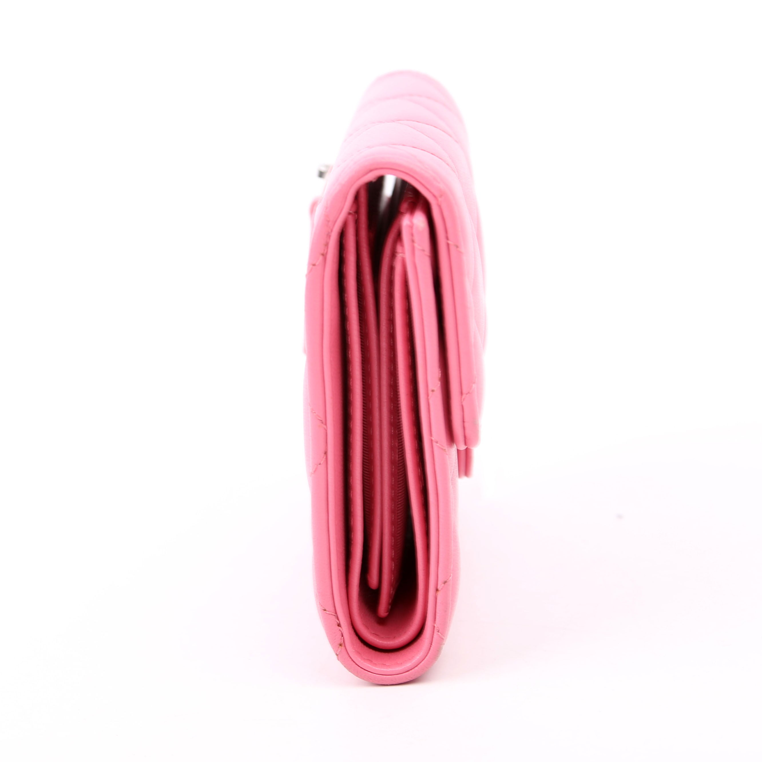 Classic Compact Flap Wallet Lambskin Pink