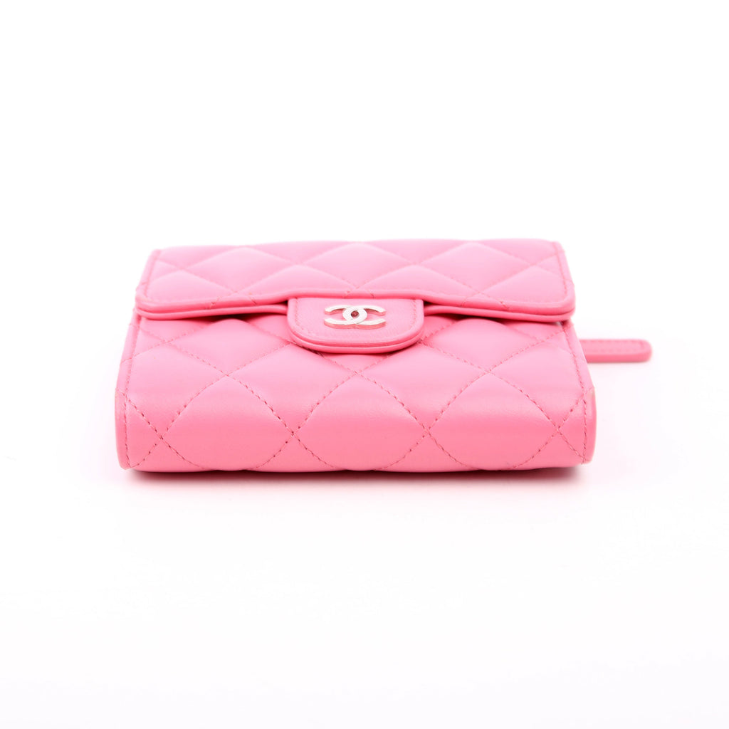 Classic Compact Flap Wallet Lambskin Pink