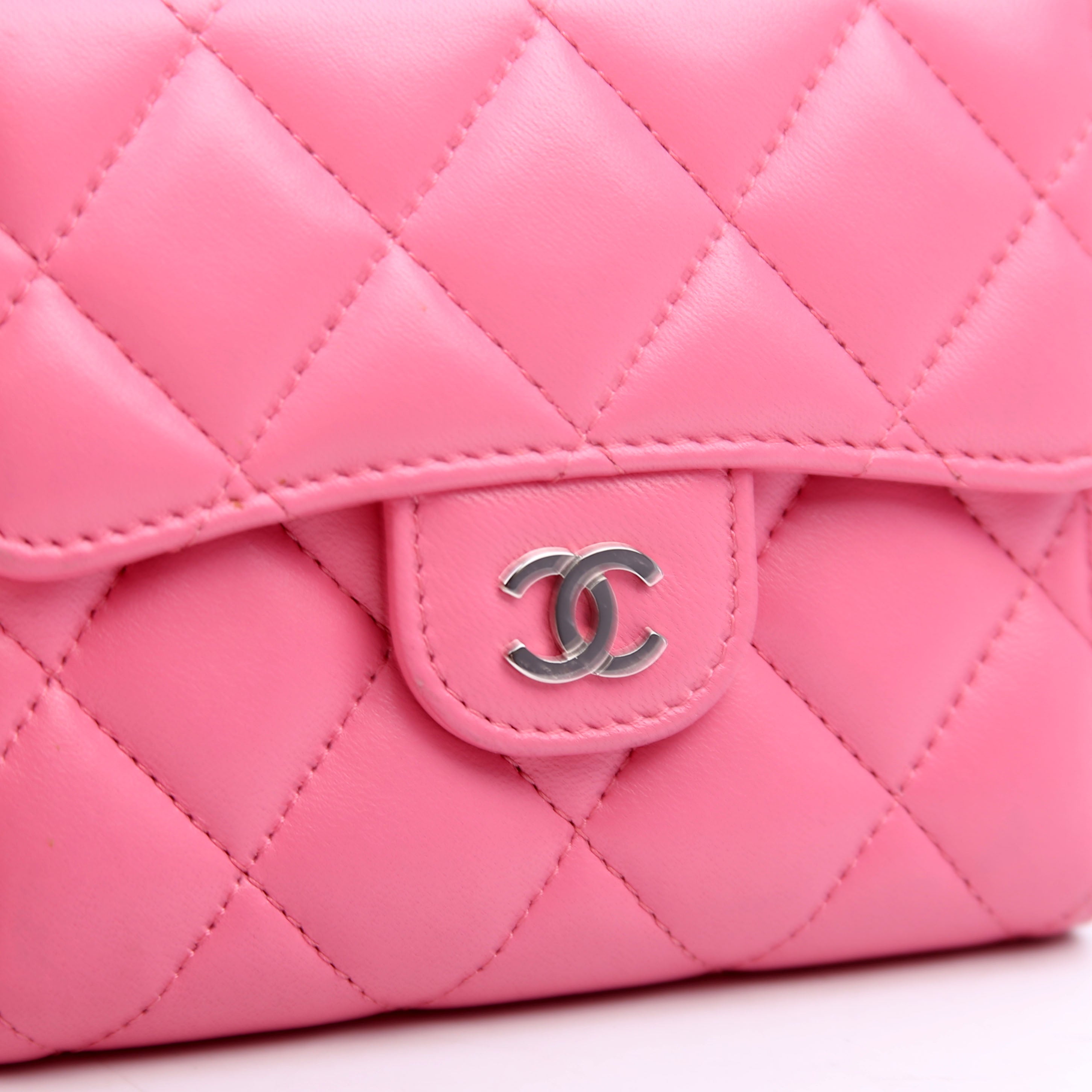 Classic Compact Flap Wallet Lambskin Pink