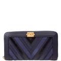 Boy Wallet Zip Around V-Stitch Long Navy