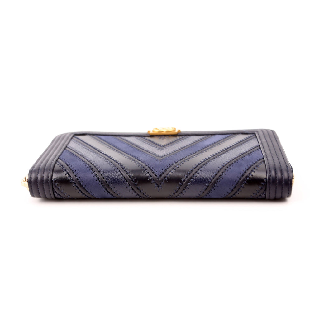 Boy Wallet Zip Around V-Stitch Long Navy