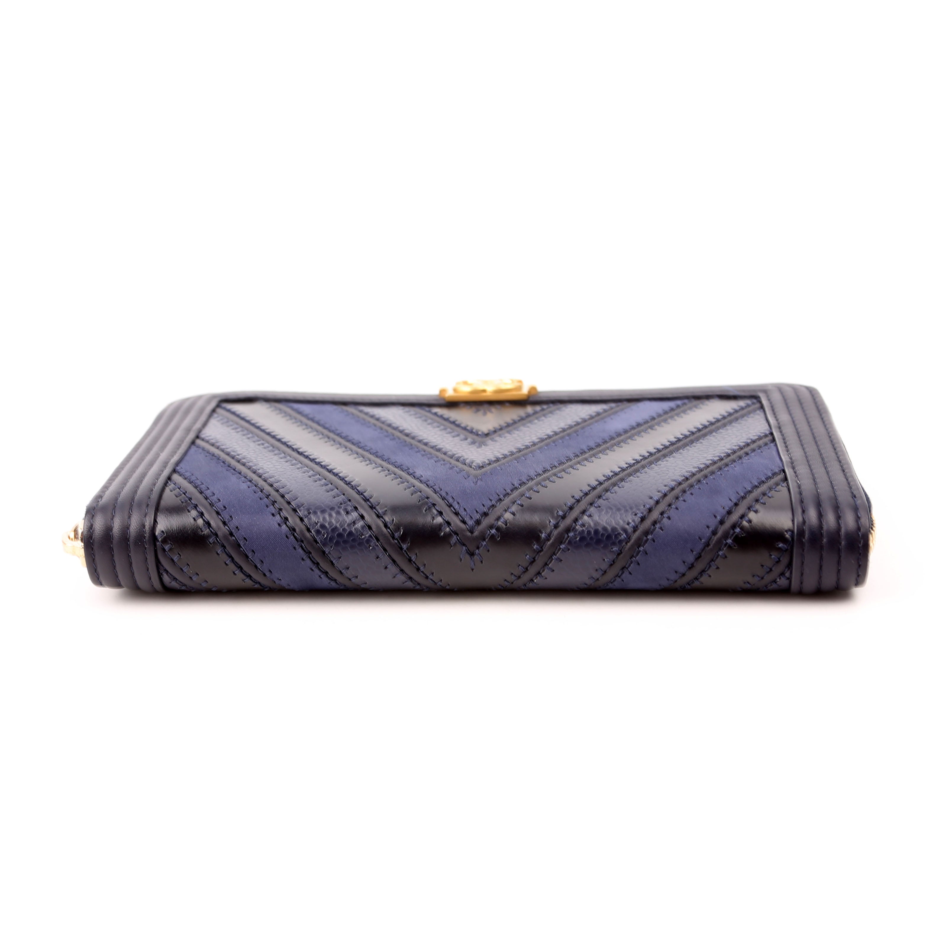 Boy Wallet Zip Around V-Stitch Long Navy
