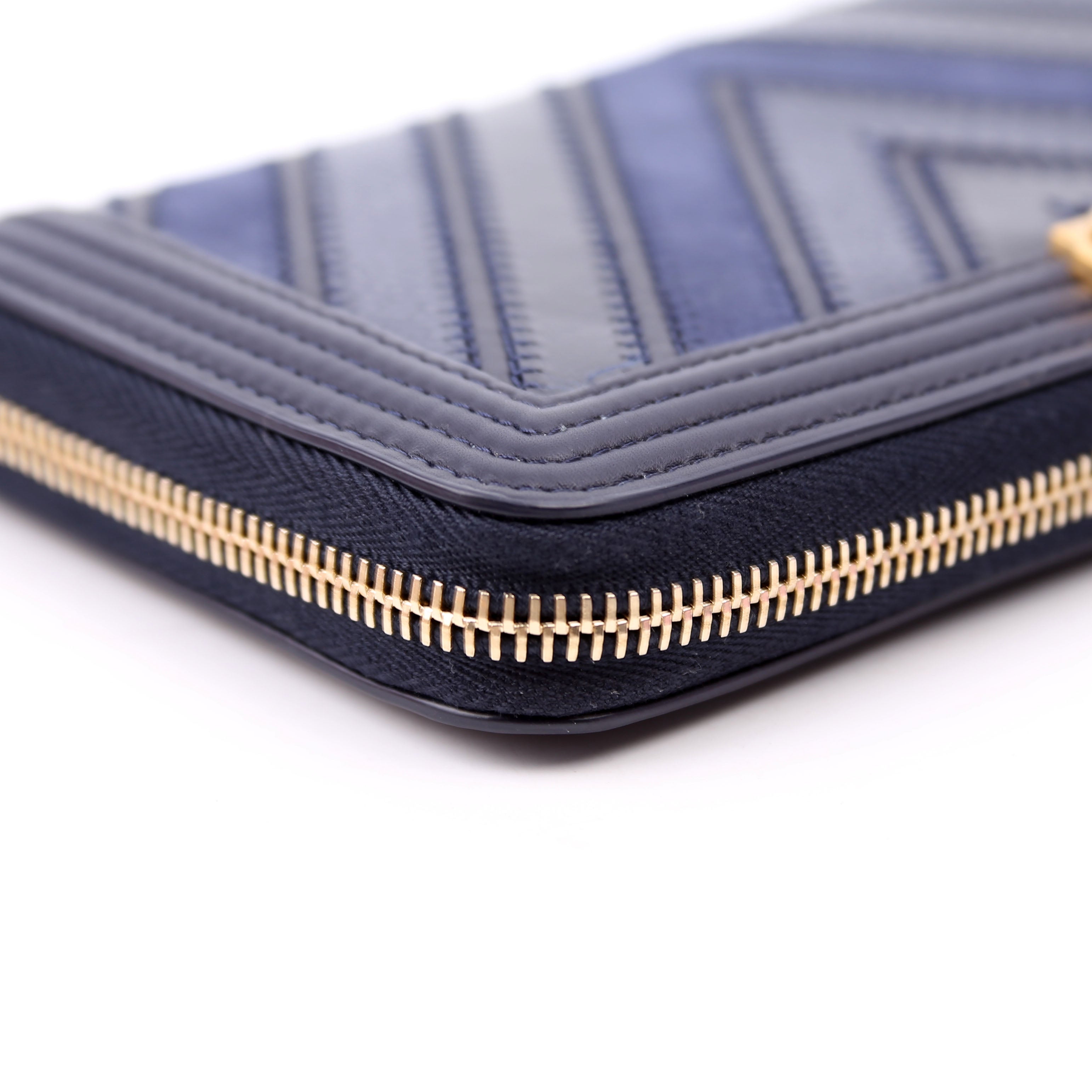 Boy Wallet Zip Around V-Stitch Long Navy