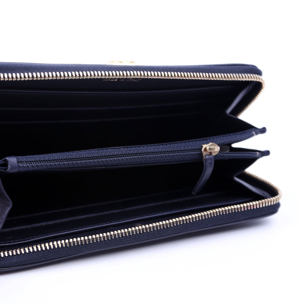 Boy Wallet Zip Around V-Stitch Long Navy