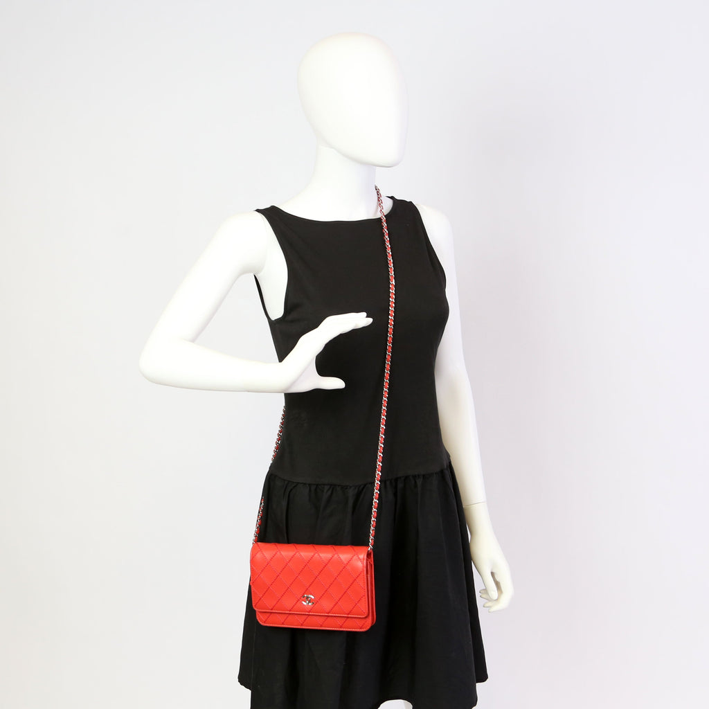 WOC Diamond Stitch Calfskin Red