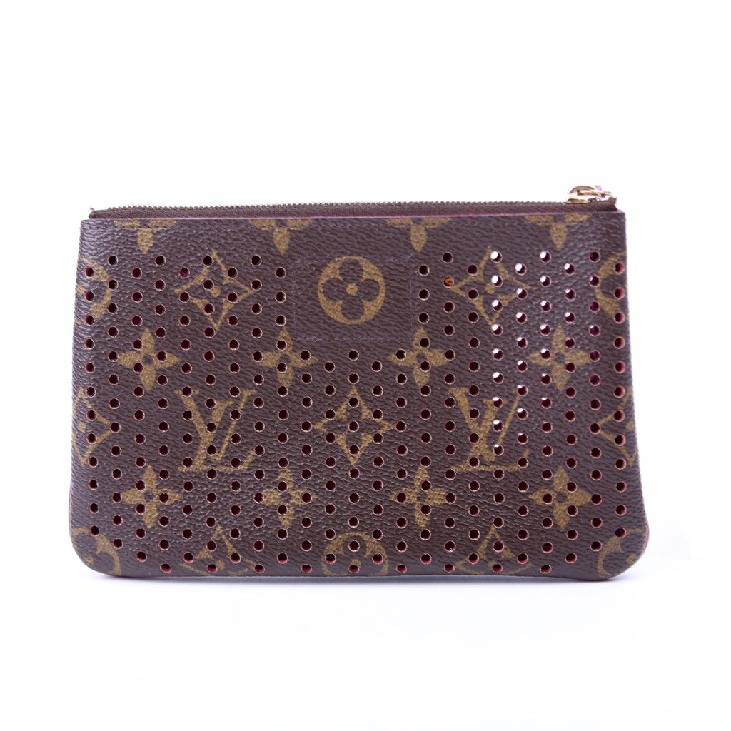 Pochette Plat Monogram Perforated Berry