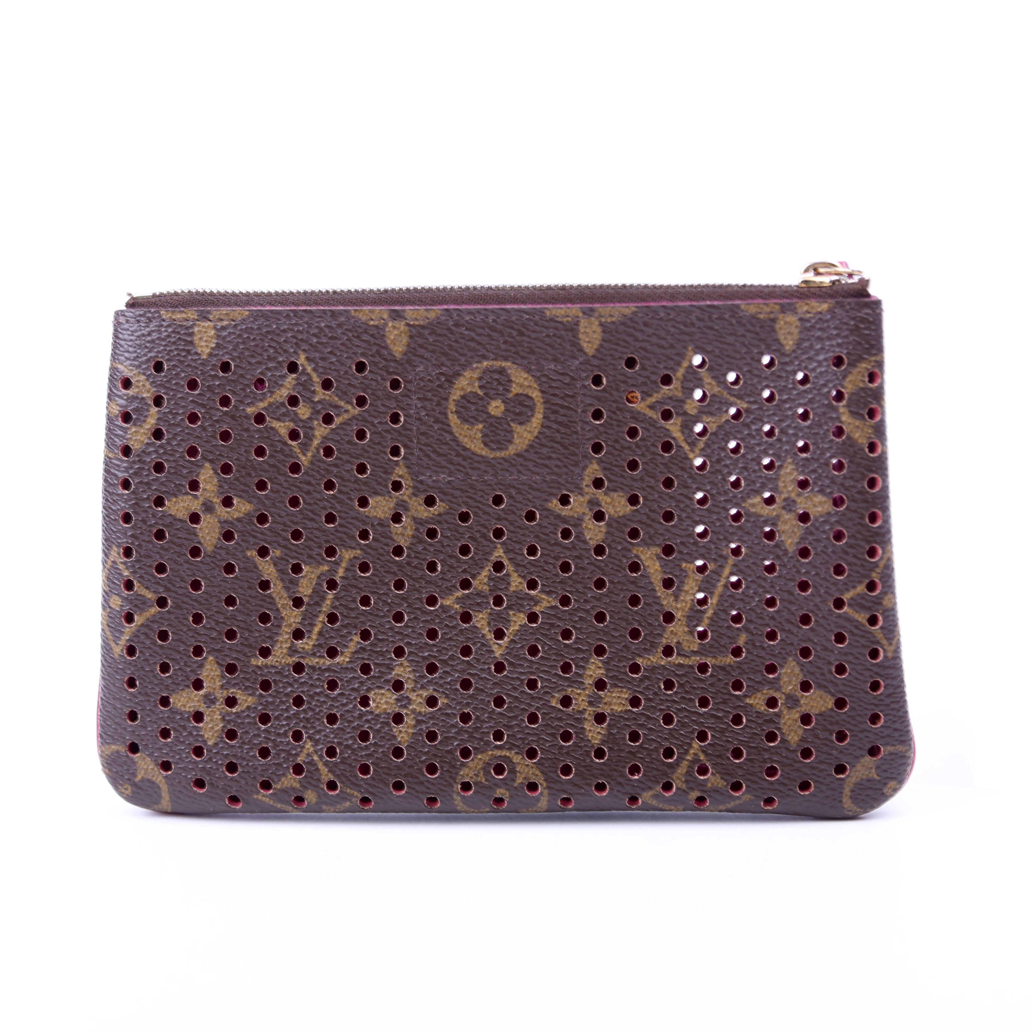 Pochette Plat Monogram Perforated Berry
