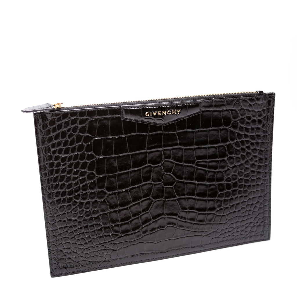 Antigona Large Flat Zip Pouch Black