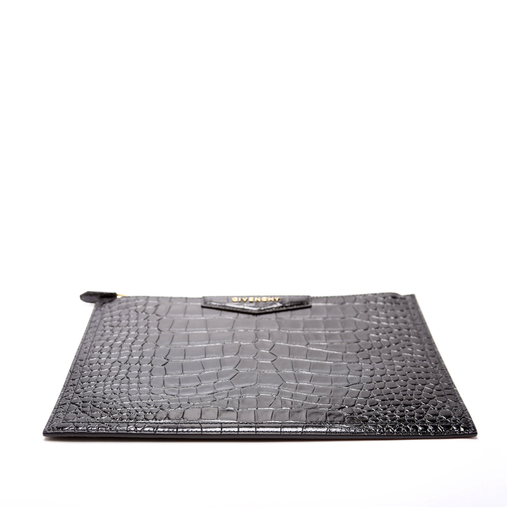 Antigona Large Flat Zip Pouch Black