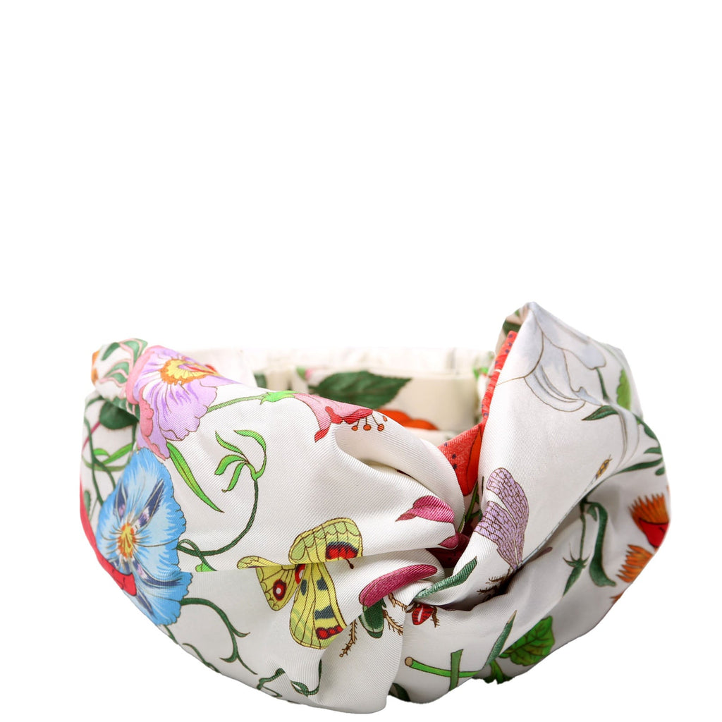 Floral Silk Headband Size Medium White/Multicolor