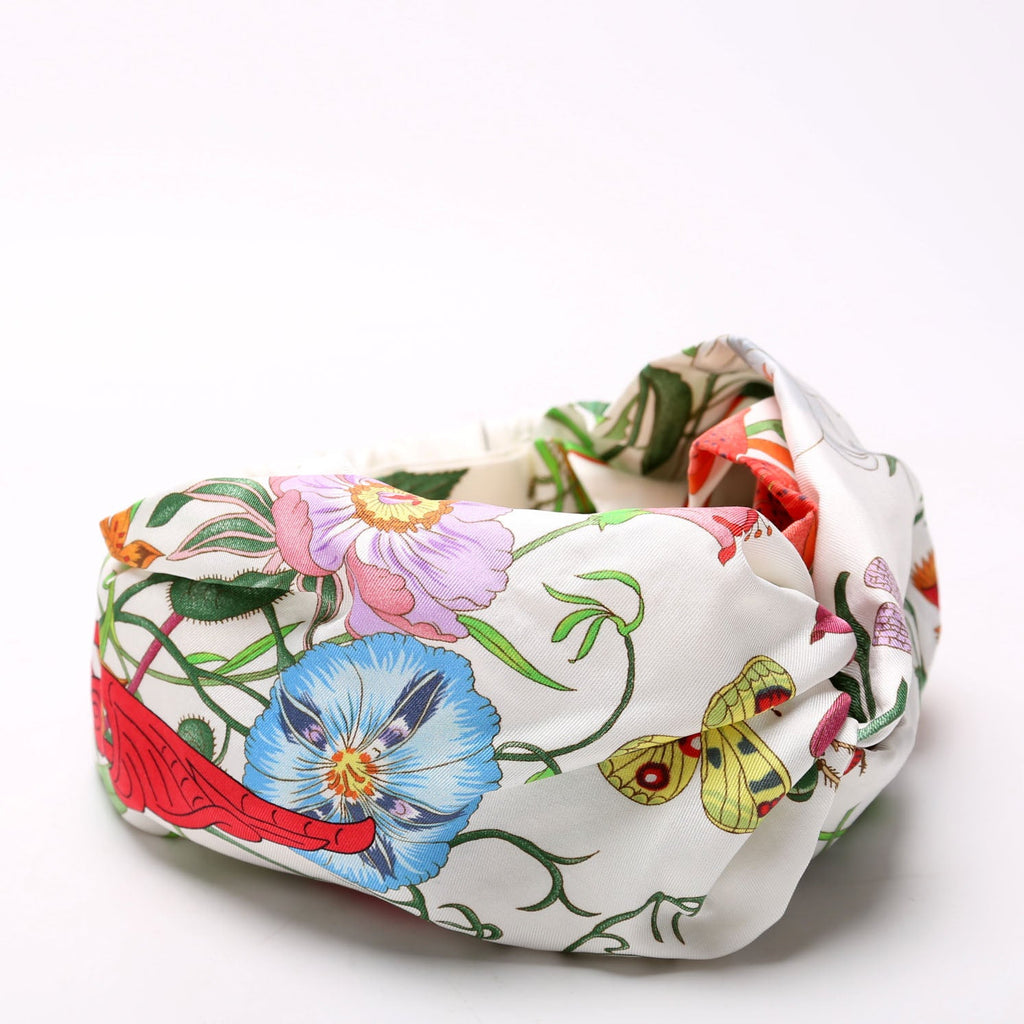 Floral Silk Headband Size Medium White/Multicolor