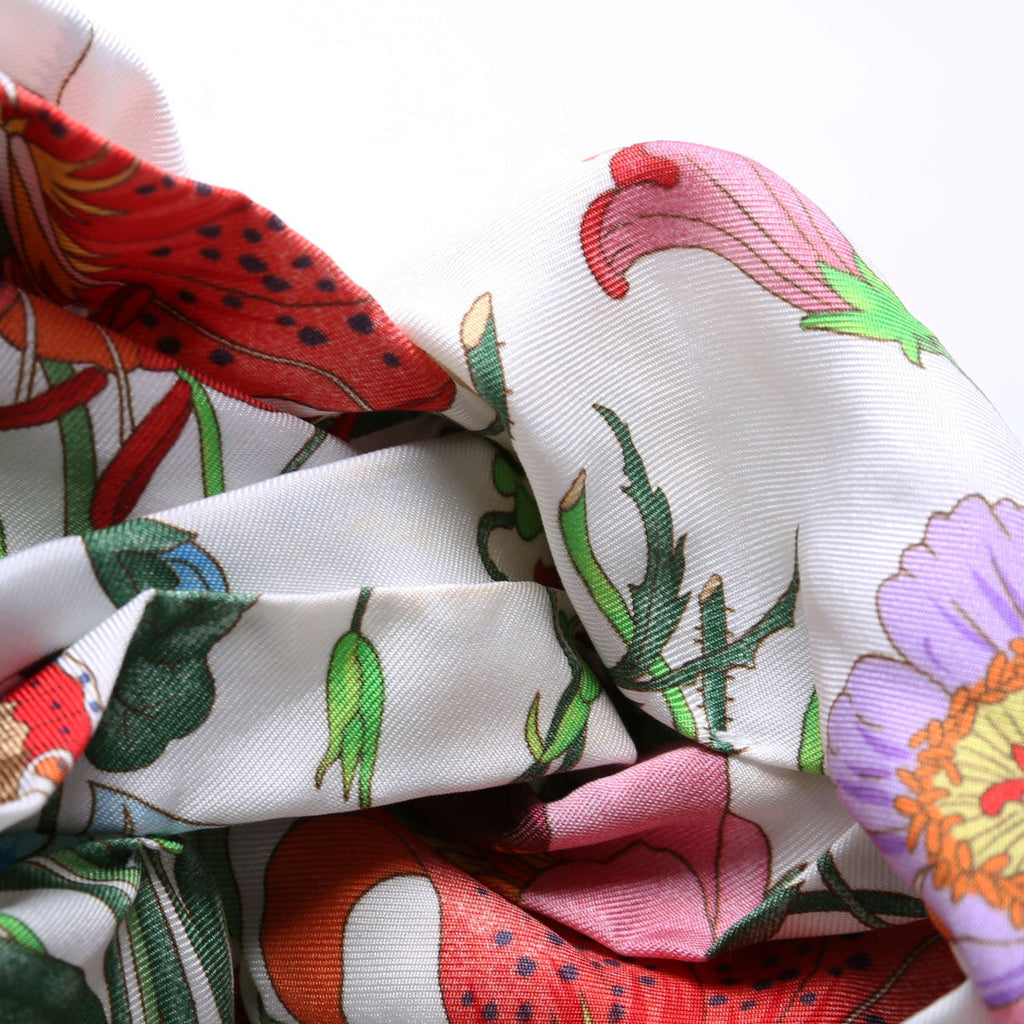 Floral Silk Headband Size Medium White/Multicolor