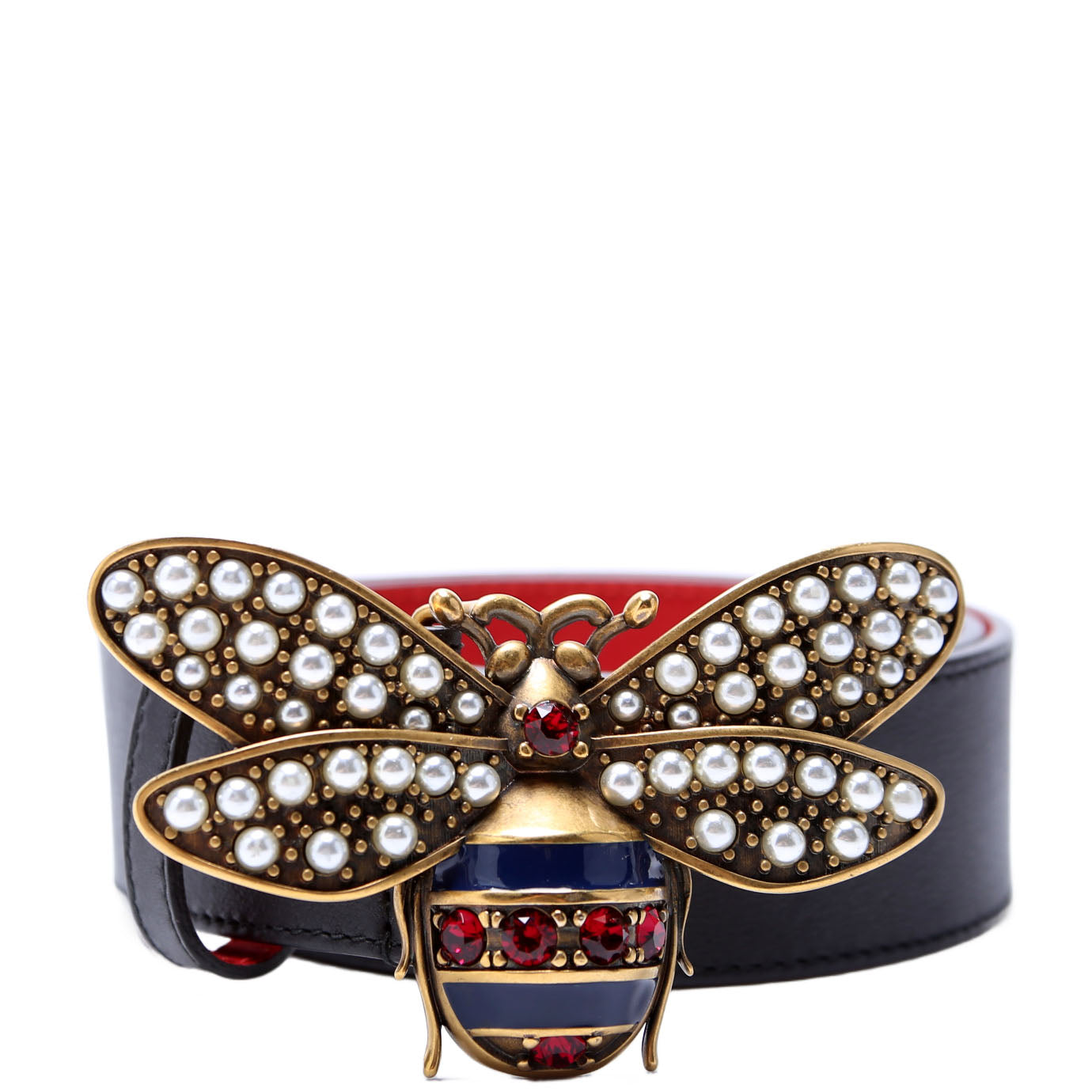 499637 Leather Queen Margaret Bee Belt Size 105/42 Black