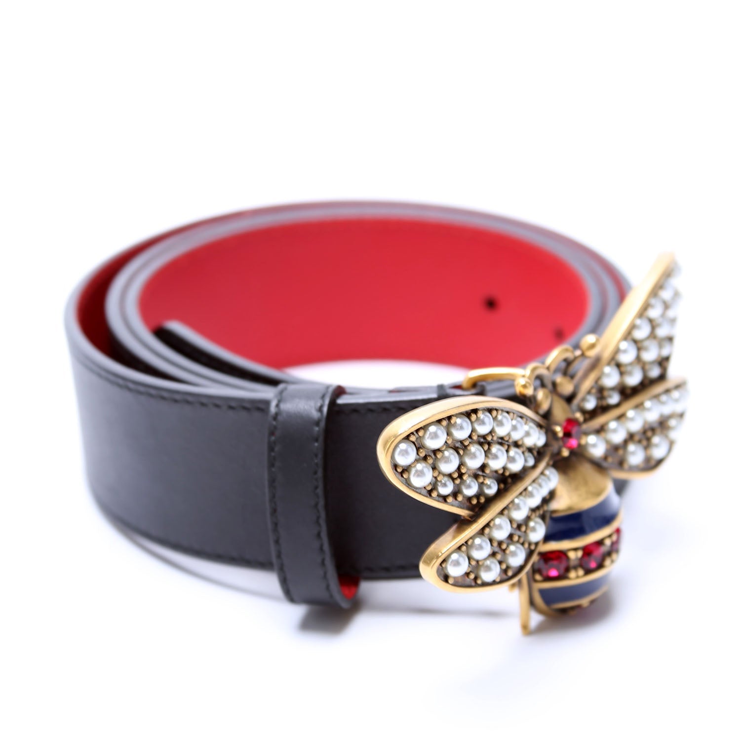 499637 Leather Queen Margaret Bee Belt Size 105/42 Black