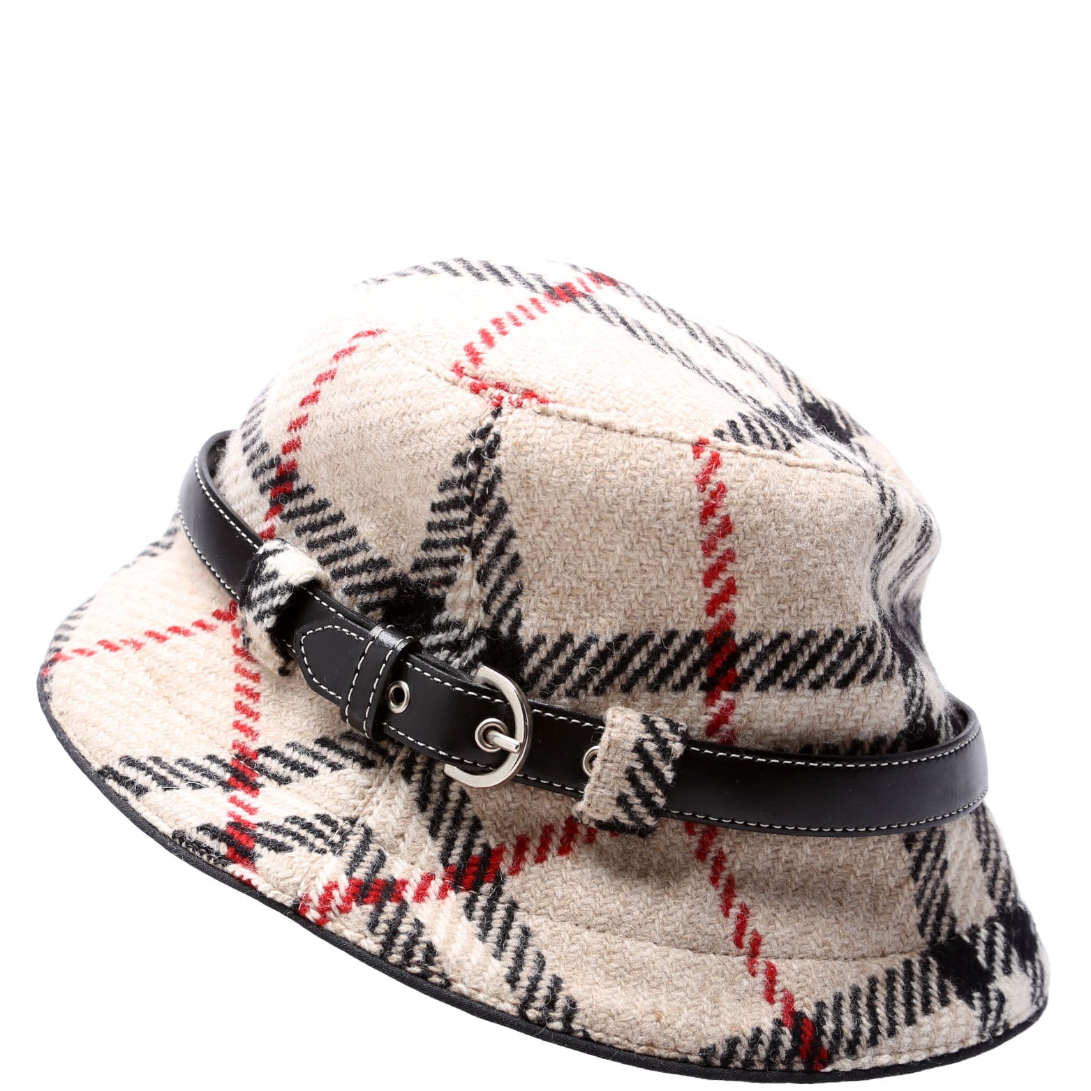 Nova Check Wool Bucket Hat Size Medium Beige/Black