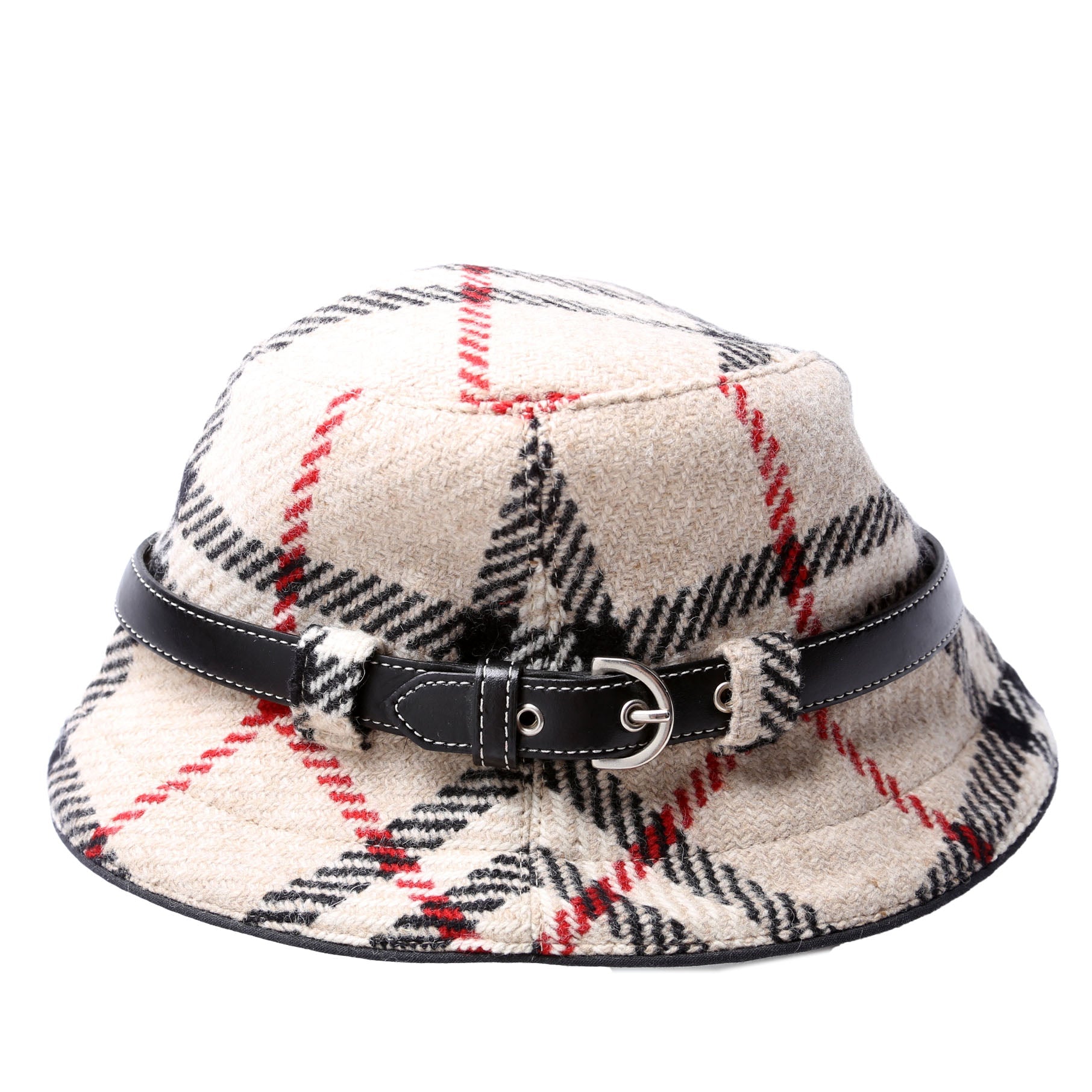 Nova Check Wool Bucket Hat Size Medium Beige/Black