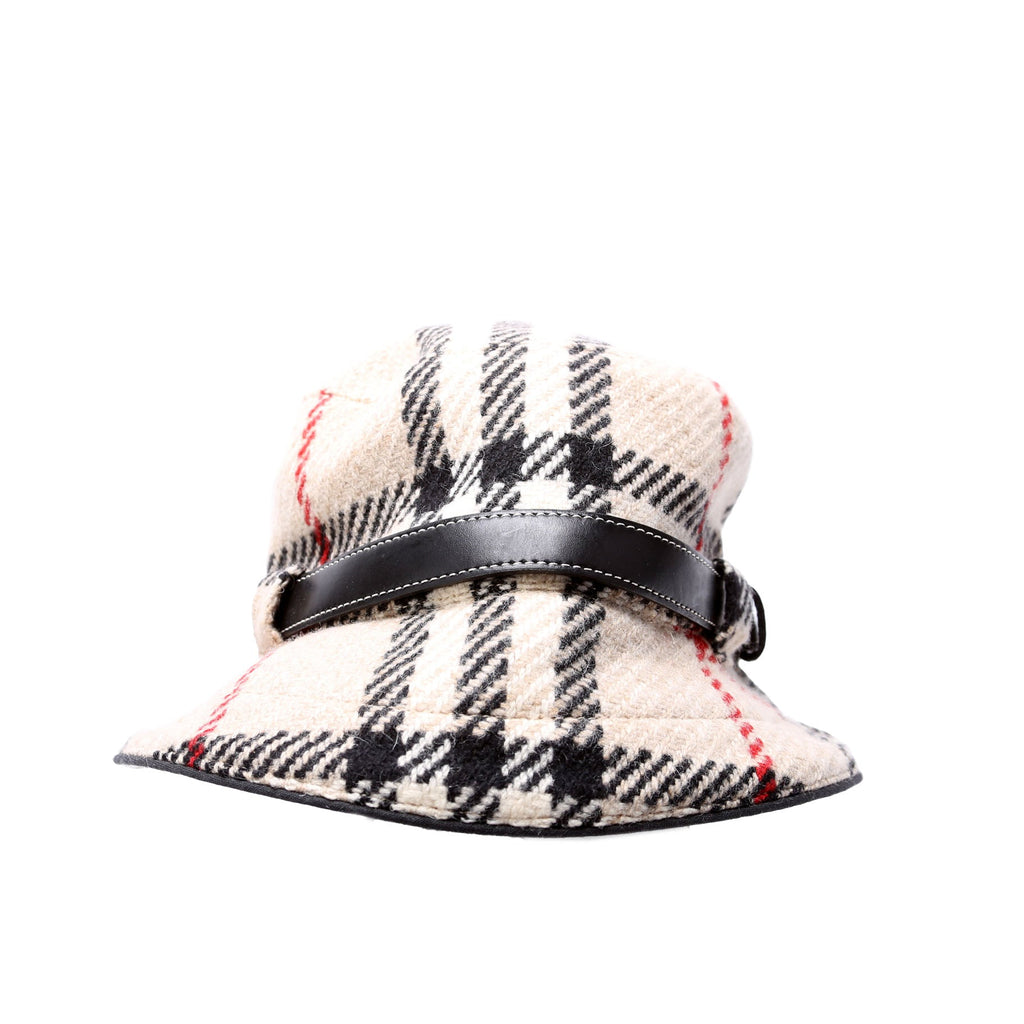 Nova Check Wool Bucket Hat Size Medium Beige/Black
