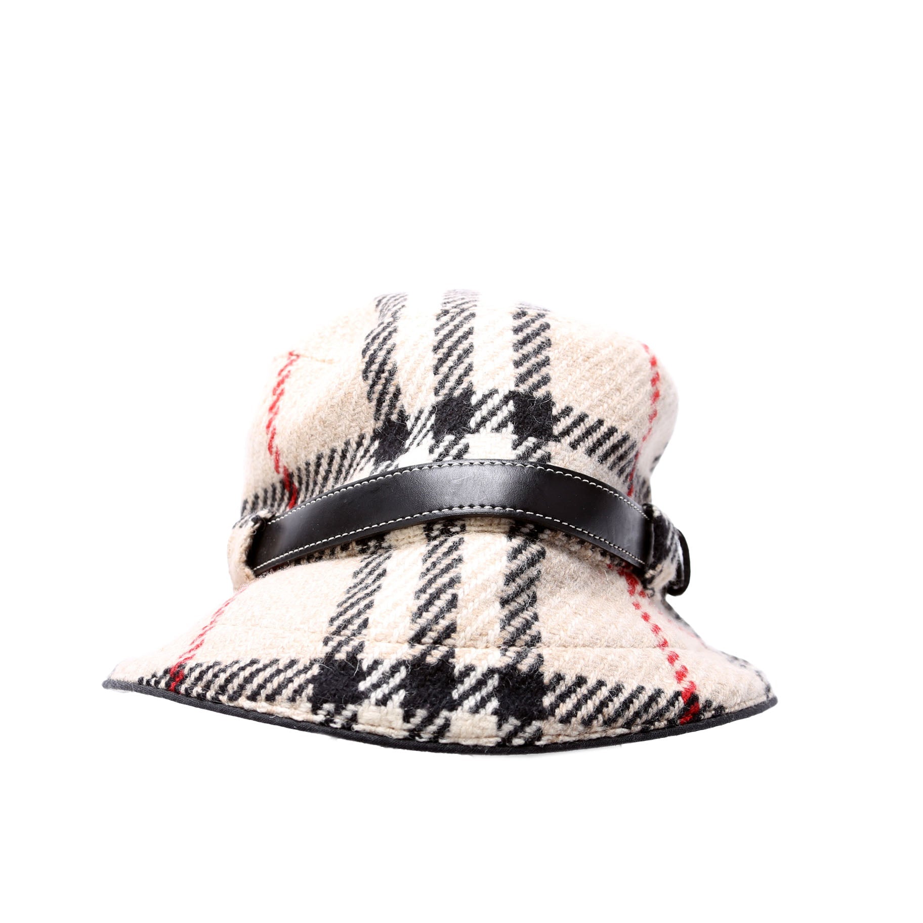 Nova Check Wool Bucket Hat Size Medium Beige/Black