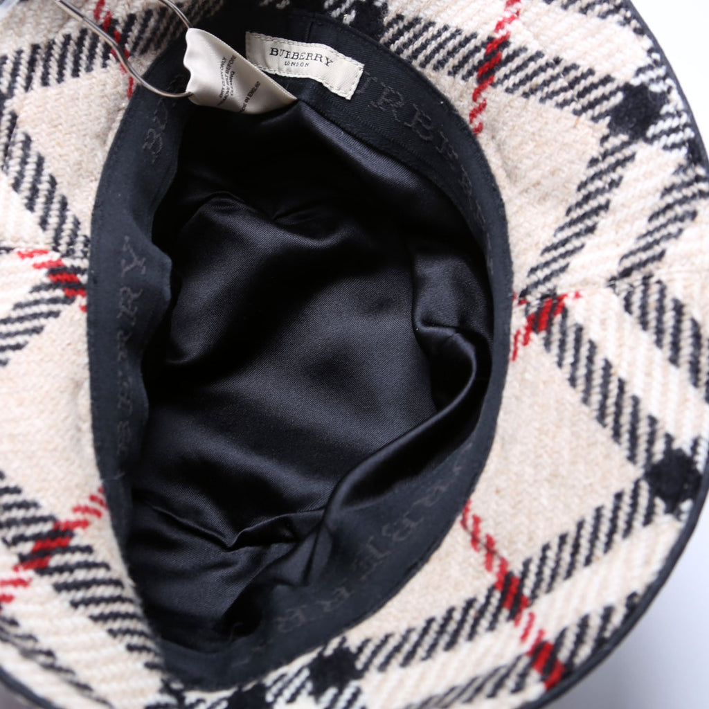 Nova Check Wool Bucket Hat Size Medium Beige/Black