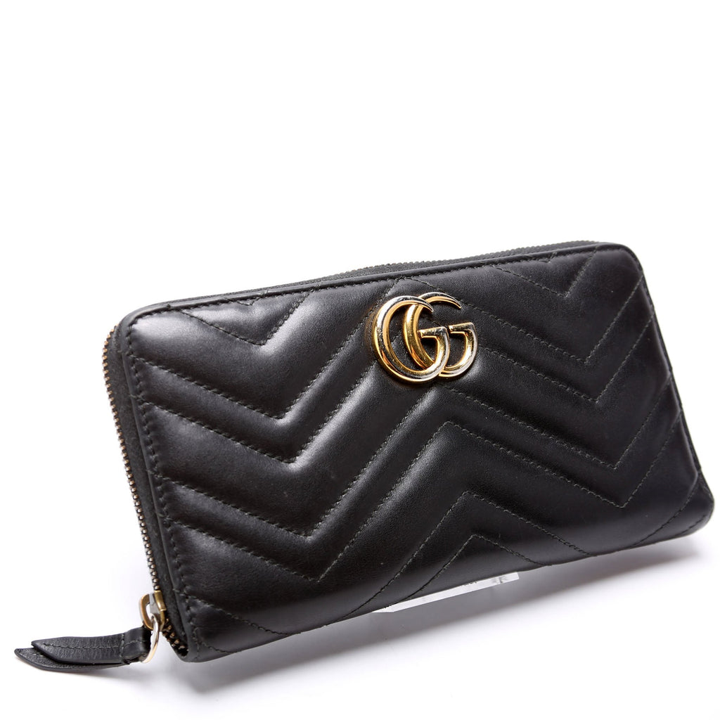 474814 GG Marmont Zip Around Organizer Wallet Black