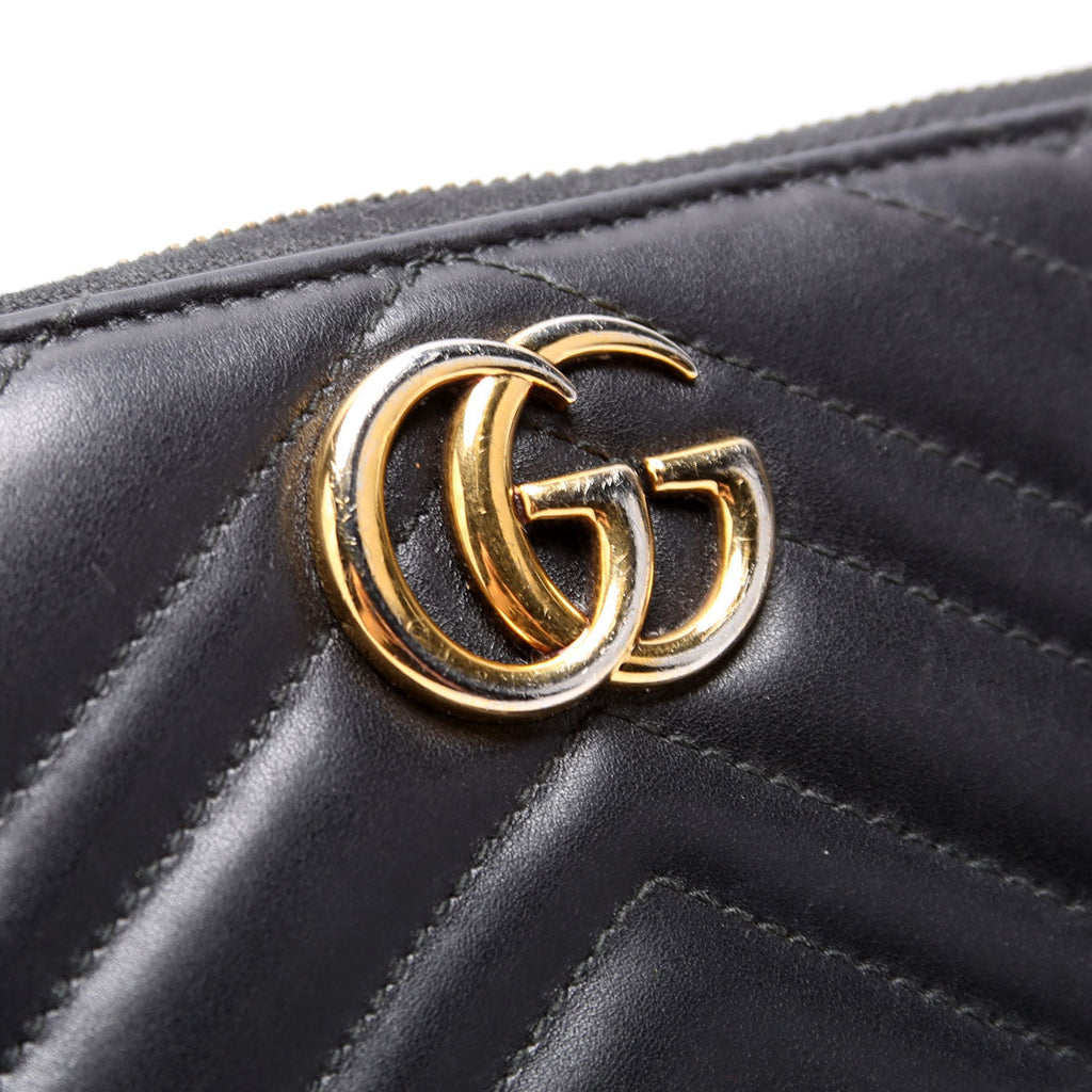 474814 GG Marmont Zip Around Organizer Wallet Black