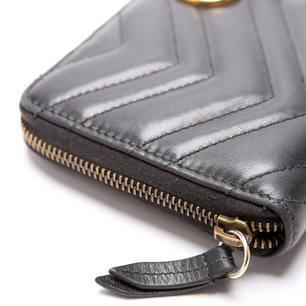 474814 GG Marmont Zip Around Organizer Wallet Black