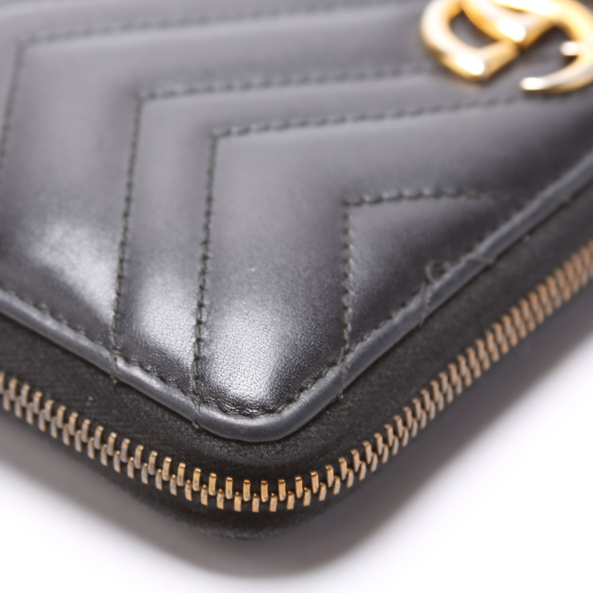 474814 GG Marmont Zip Around Organizer Wallet Black