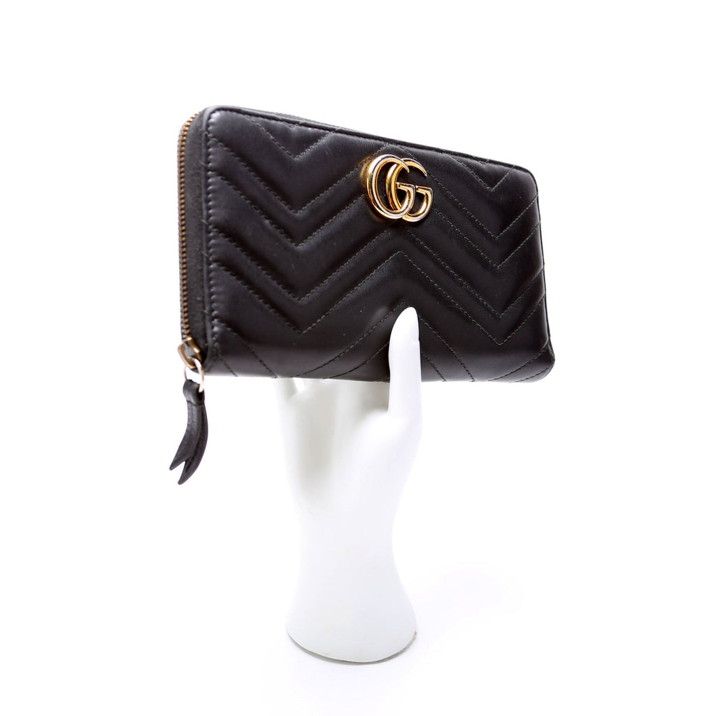 474814 GG Marmont Zip Around Organizer Wallet Black