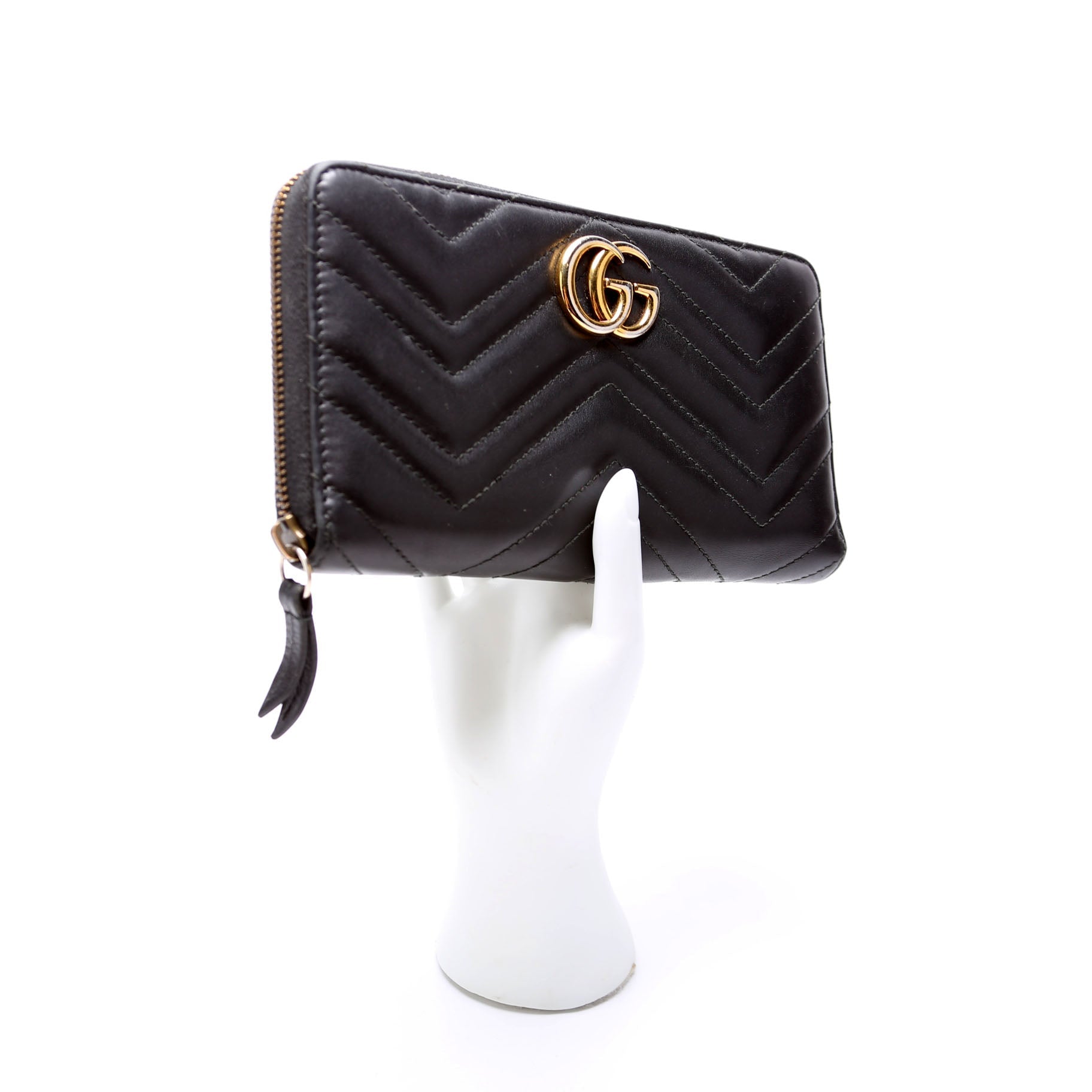 474814 GG Marmont Zip Around Organizer Wallet Black