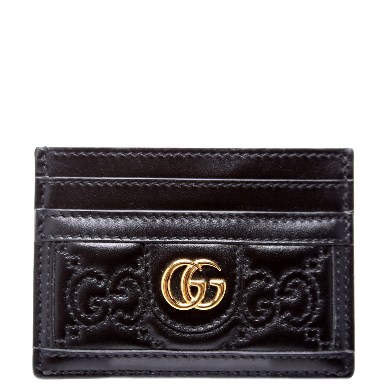 723790 GG Matelasse Card Holder Black